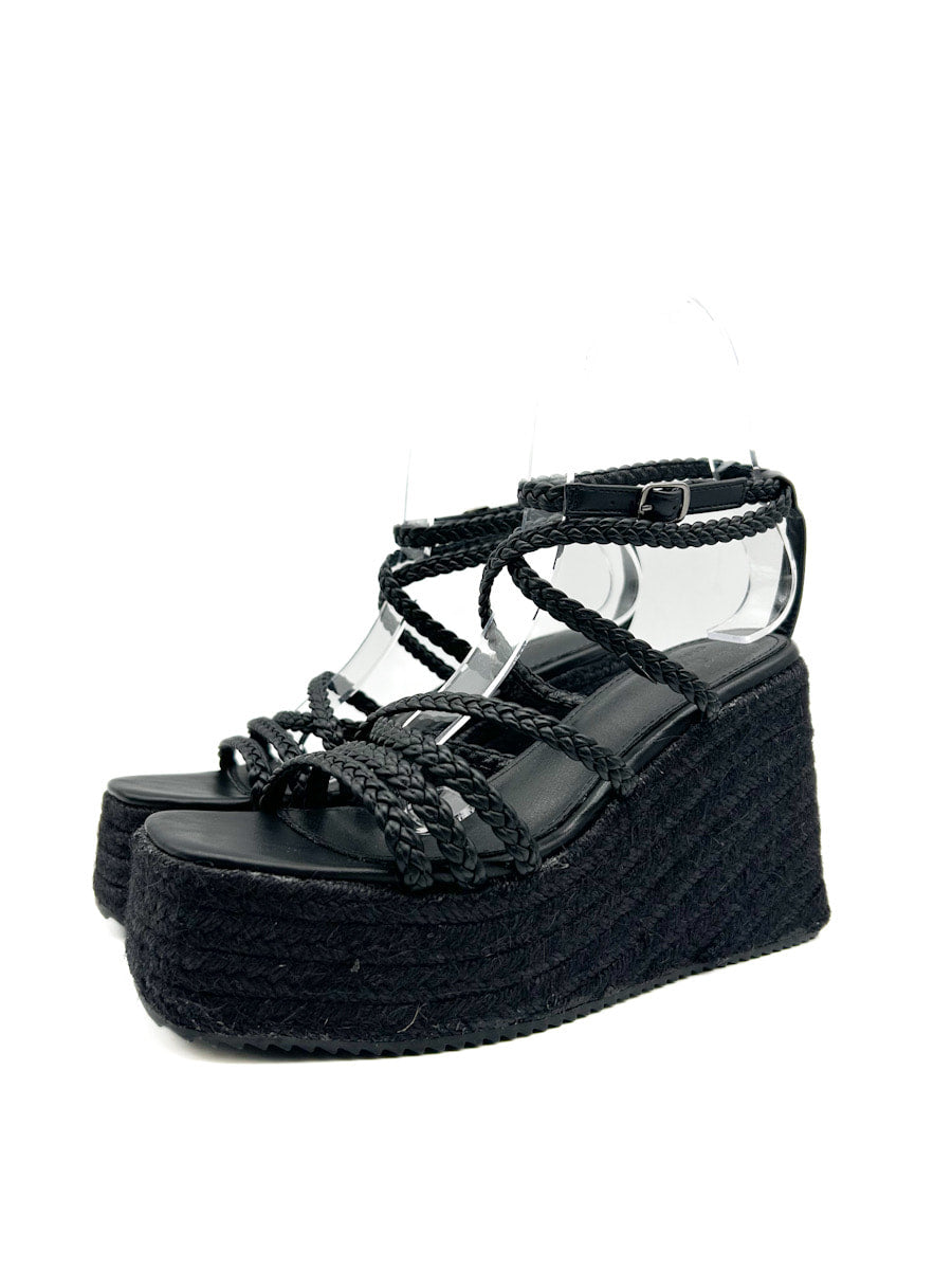 Sandalias de cuña con plataforma  tiras trenzado