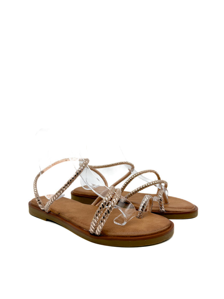 Sandalias Planas de Pedrería: Estilo y Brillo