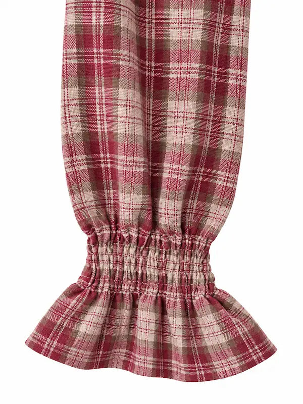 Blusa a Cuadros con Botones de Nudo Chino y Volantes