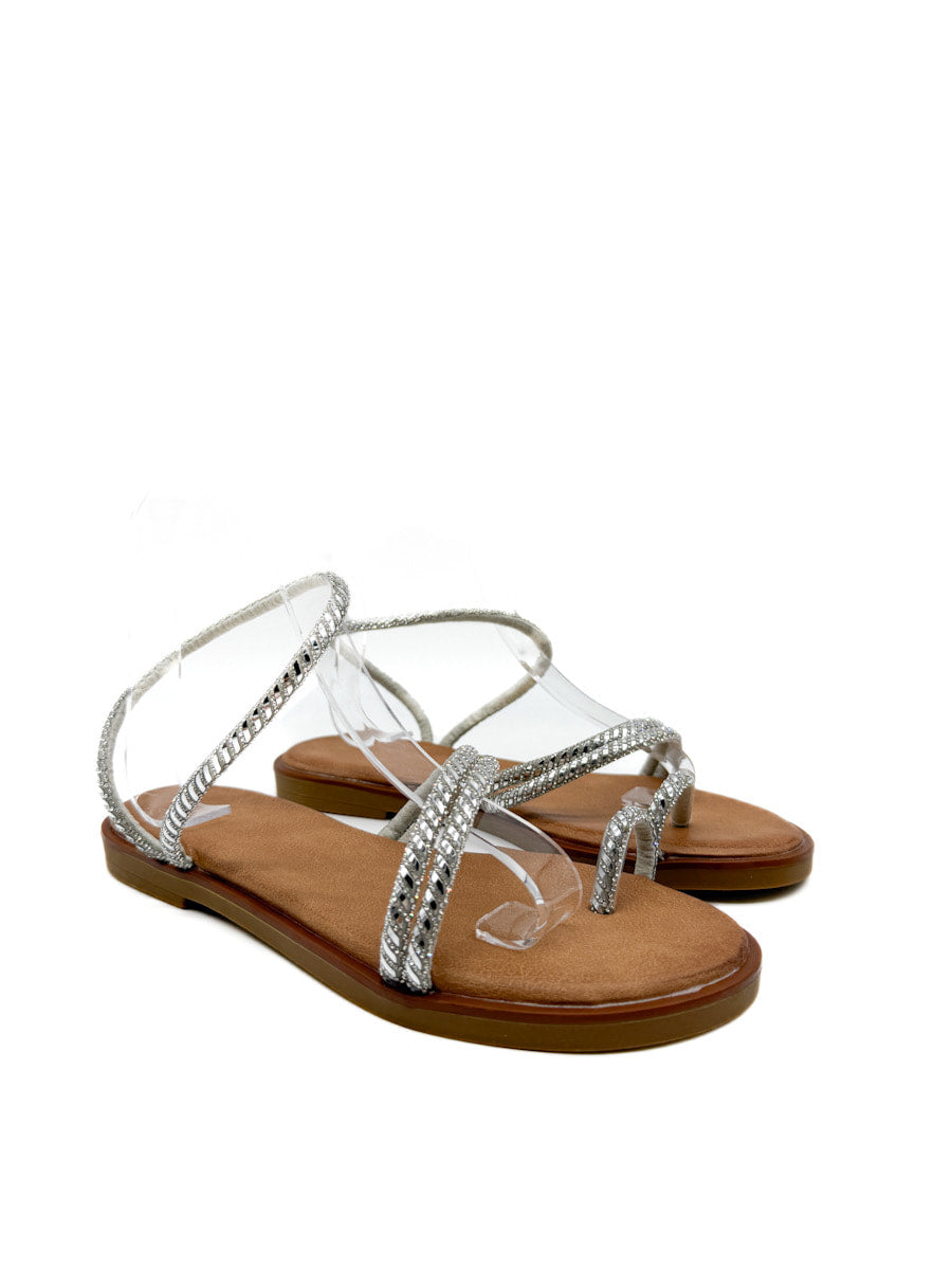 Sandalias Planas de Pedrería: Estilo y Brillo