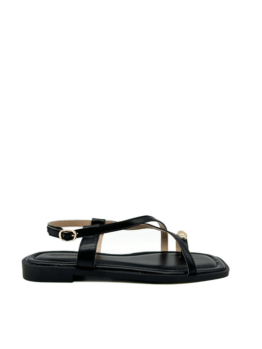 Sandalias de dedo con minimalistas con tiras finas Negro
