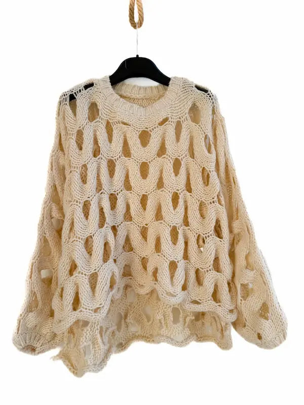 Suéter Textura Wave – Punto Grueso y Calados Orgánicos