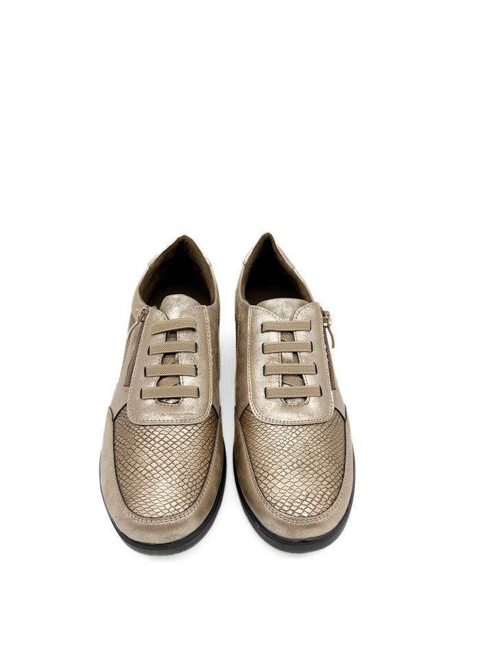 Zapatillas Casuales con Detalles en Textura de Serpiente y Cremallera Lateral
