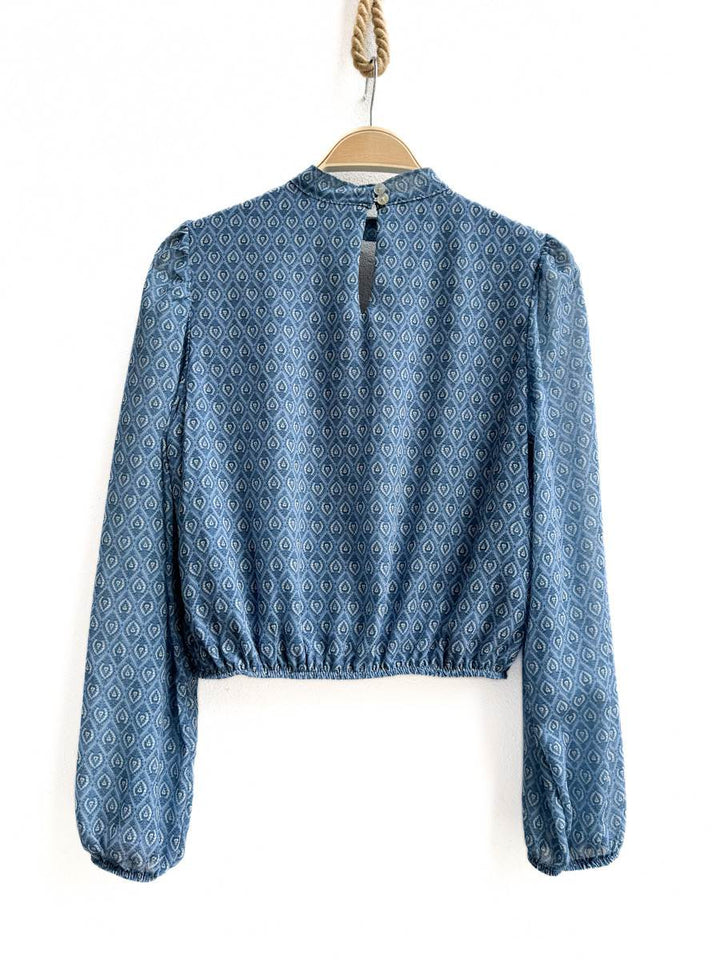 Blusa de Manga Larga con Estampado Geométrico, Disponible en Más Colores y Diseños