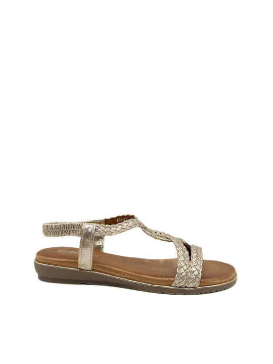 Sandalias Planas Metalizado KM89 Oro