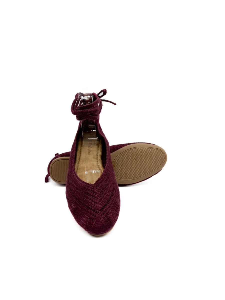 Bailarinas Artesanales de Crochet con Cintas para Tobillo y Diseño Étnico