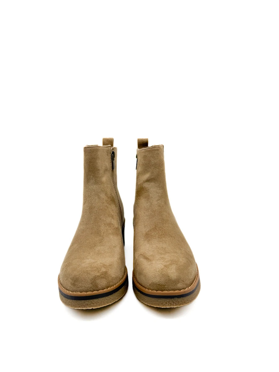 Botines de Mujer Estilo Chelsea con Tacón Cómodo Efecto Madera y Elástico Lateral