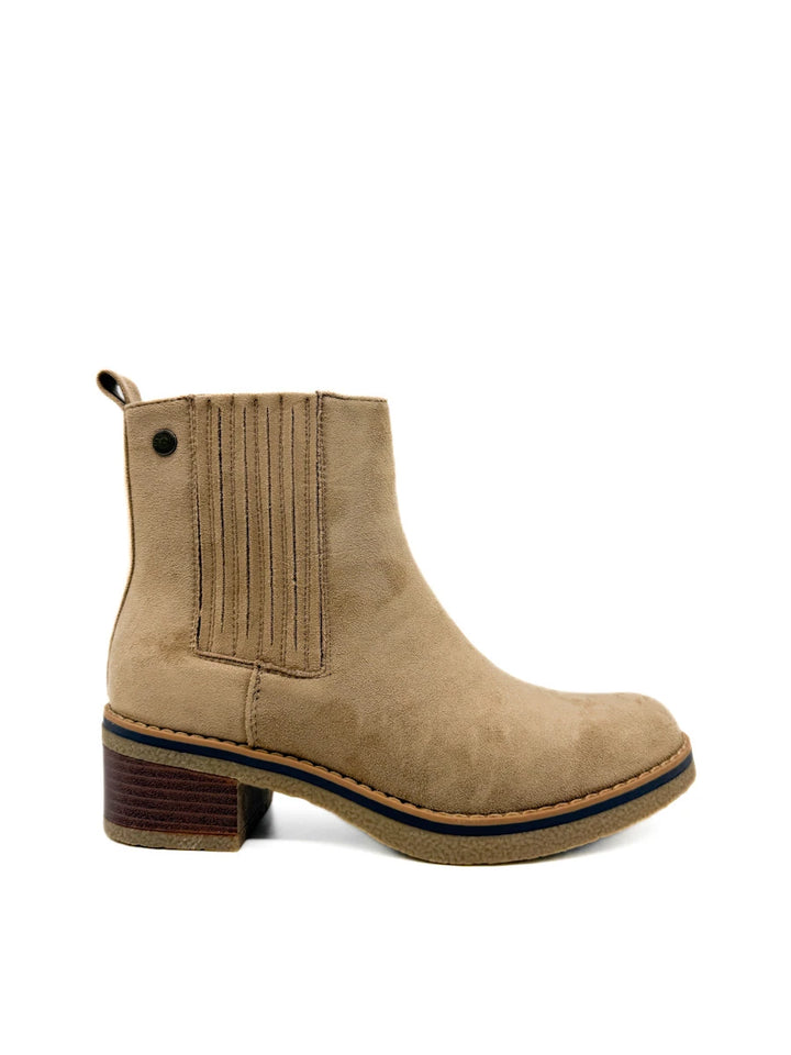 Botines de Mujer Estilo Chelsea con Tacón Cómodo Efecto Madera y Elástico Lateral