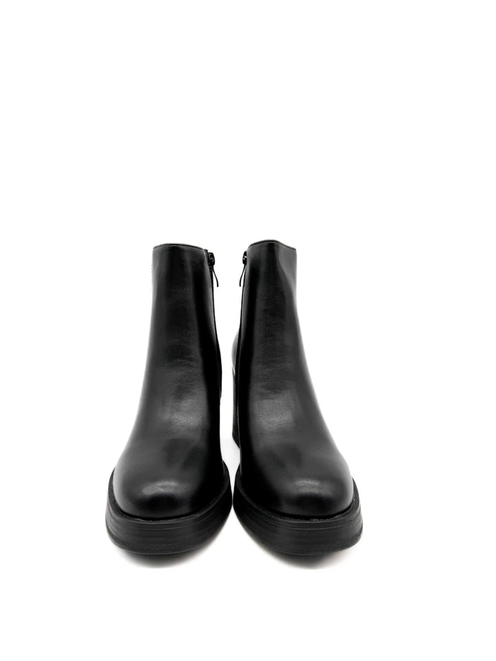 Botines de Tacón Ancho y Plataforma para Mujer en Polipiel y Antelina con Cremallera