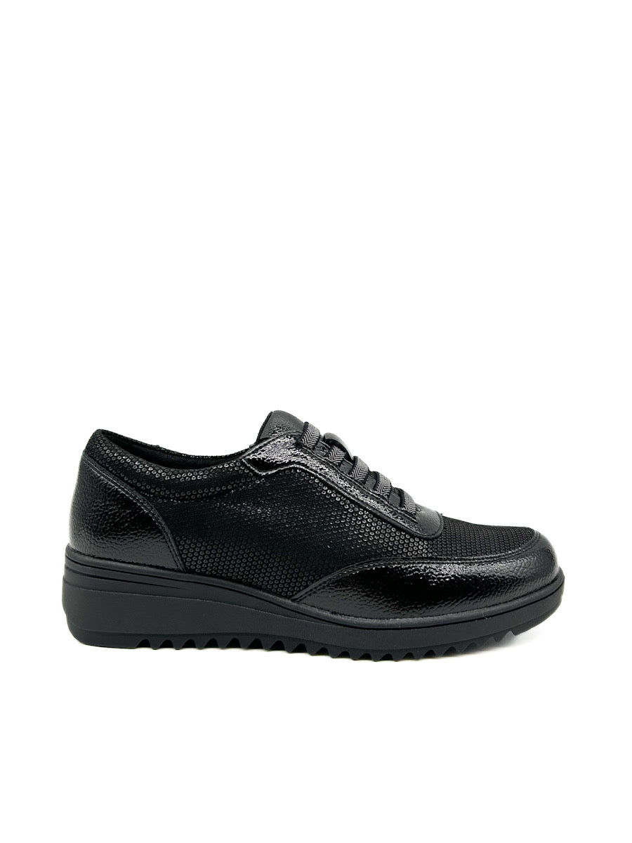 Zapato Confort Cuña Mujer VRA-1090 Negro