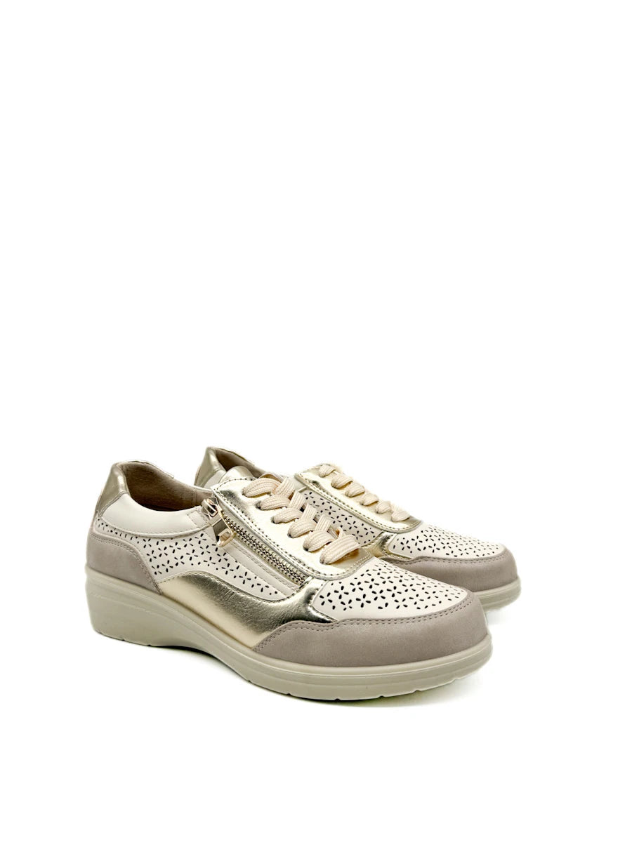 Zapatos Estilo Deportivos con Calados Decorativos y Suela de Cuña Ligera