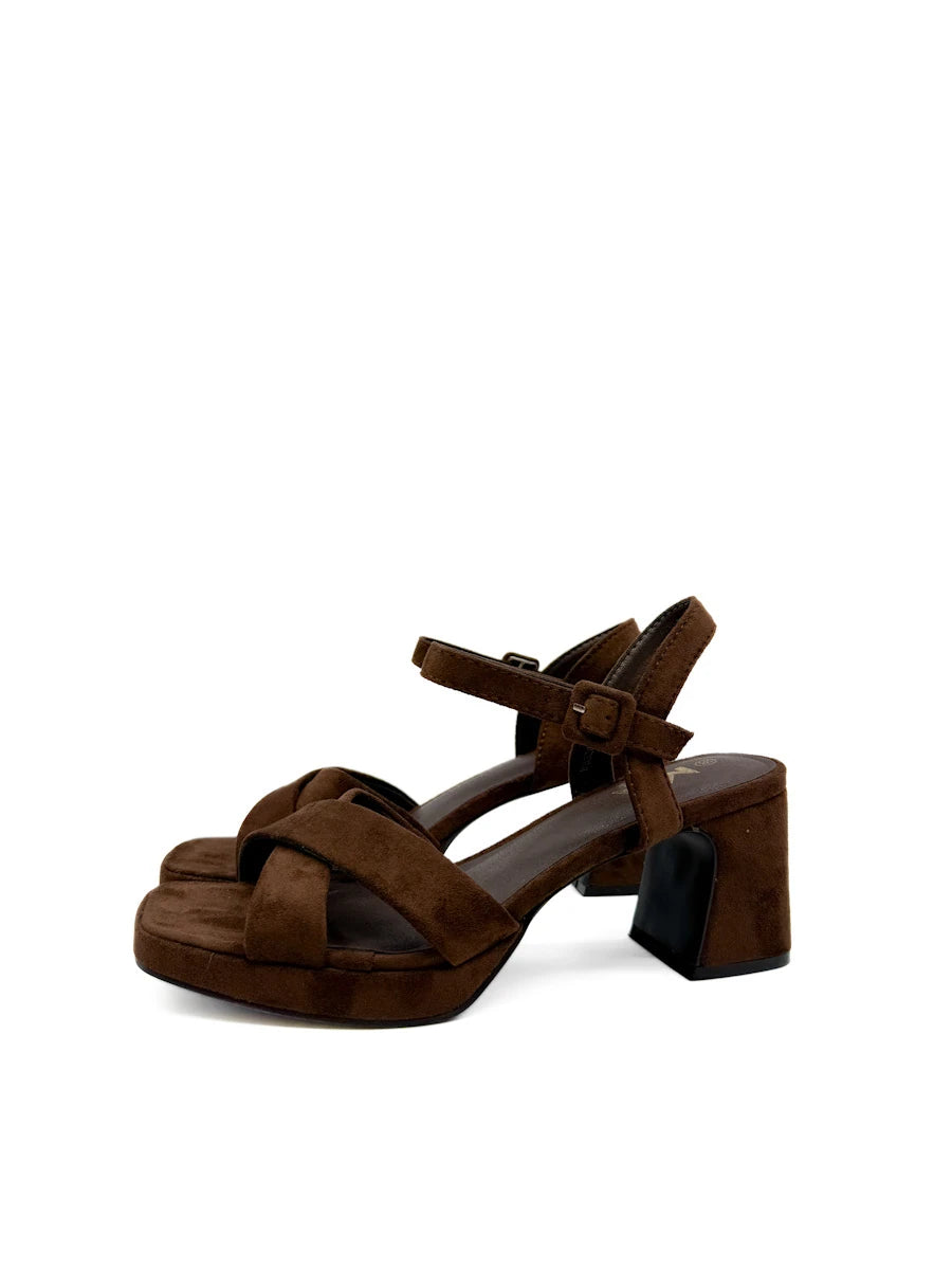 Sandalias de Tacón Ancho con Plataforma y Tiras Cruzadas