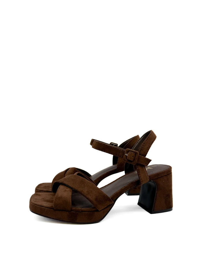 Sandalias de Tacón Ancho con Plataforma y Tiras Cruzadas