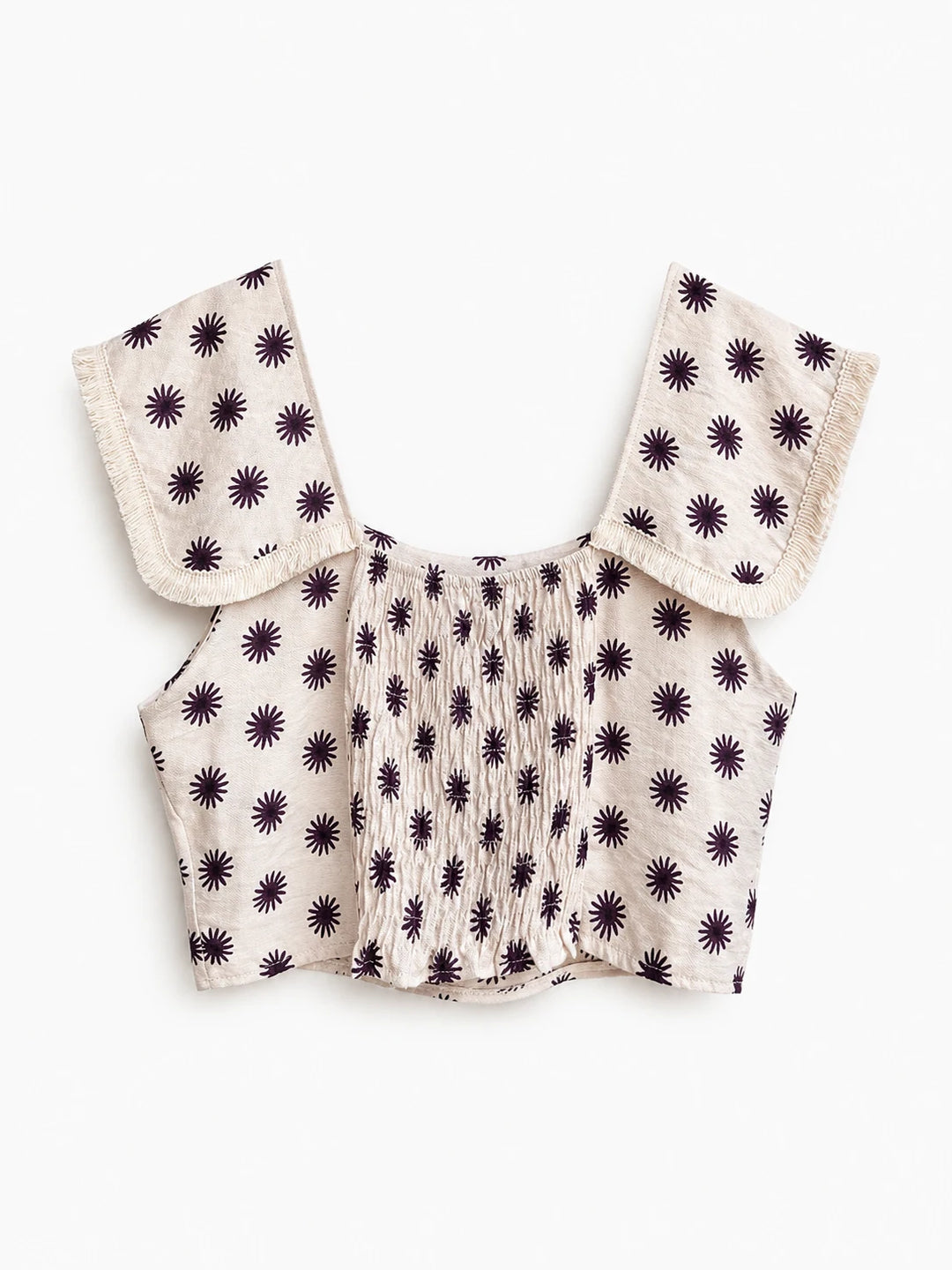 Conjunto Elegante de Top Crop y Falda Larga con Estampado Floral Morado Minimalista
