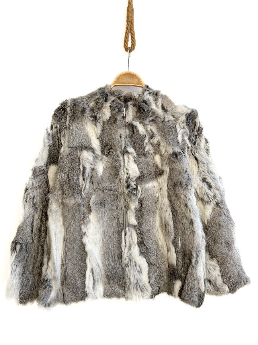 Abrigo de Piel Conejo Gris