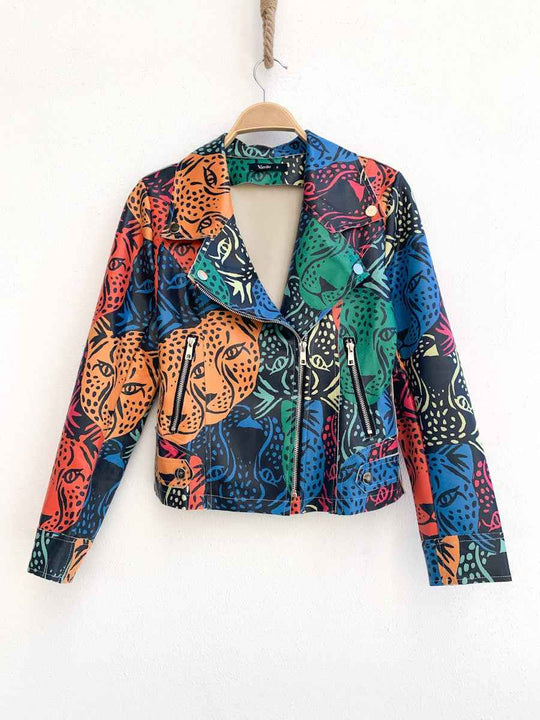 CHAQUETA BIKER ESTAMPADO Verde