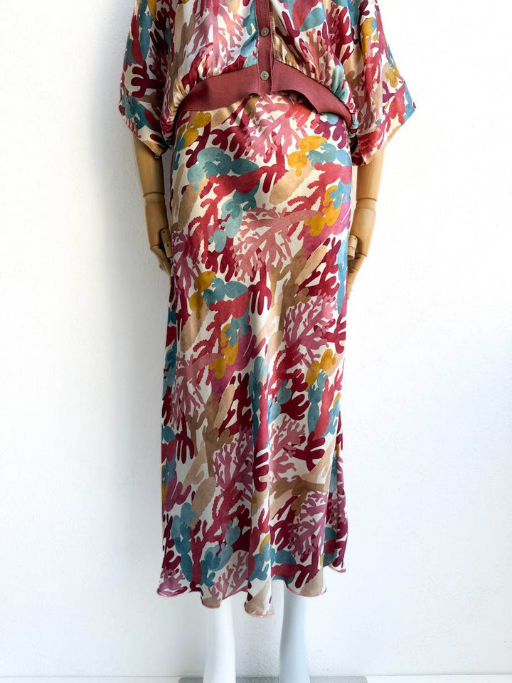 Bomber y Falda Satinadas Falda 2 Coral única