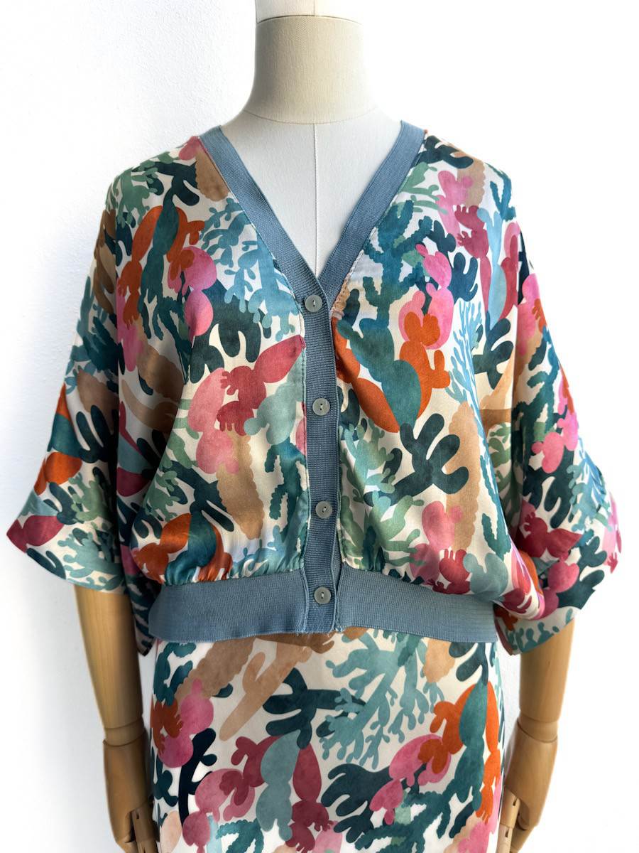 Bomber y Falda Satinadas Bomber 2 Azul única