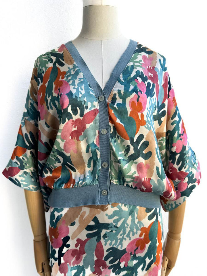 Bomber y Falda Satinadas Bomber 2 Azul única