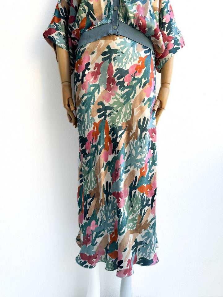 Bomber y Falda Satinadas Falda 2 Azul única