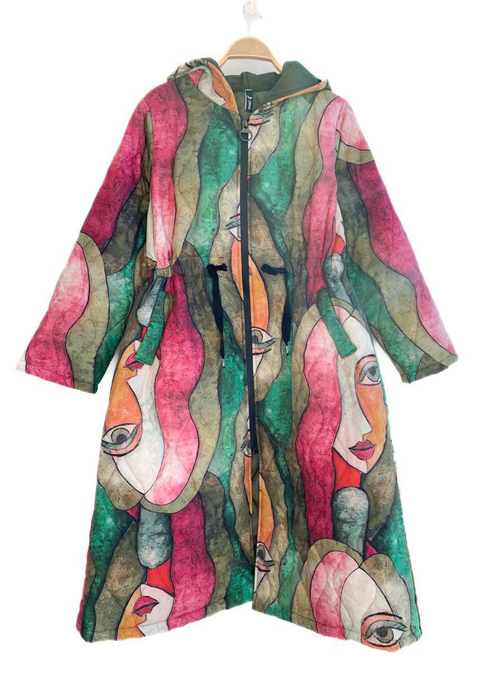 Chaqueta M3392 Estampada Verde Rosa única