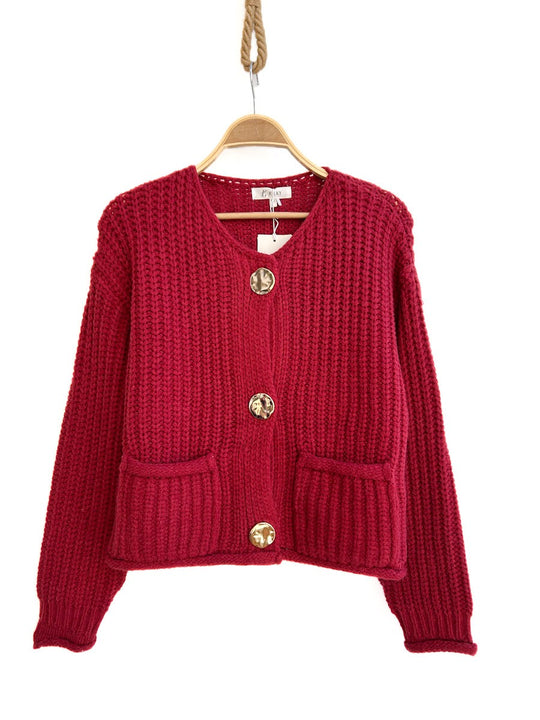 Chaqueta de Punto Rojo única