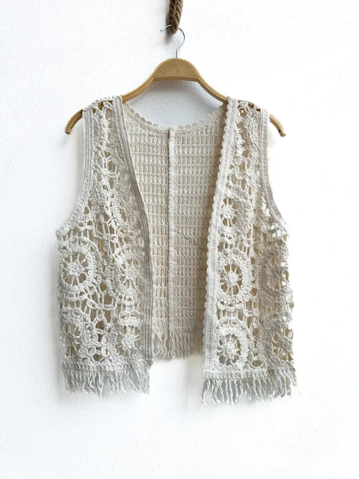 Chaleco Corto de Crochet Beige única