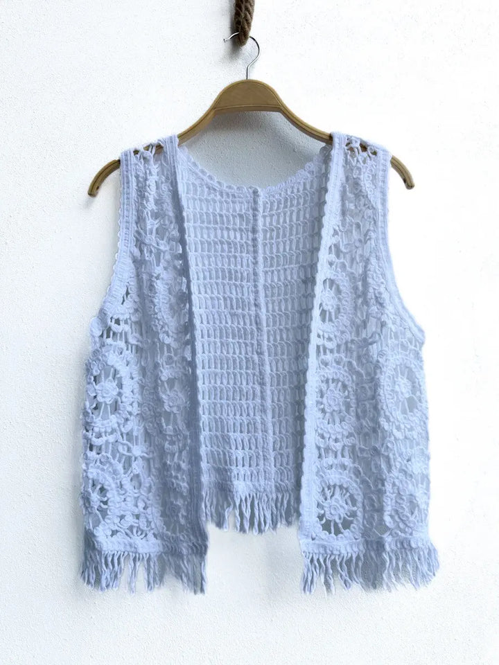 Chaleco Corto de Crochet Blanco única