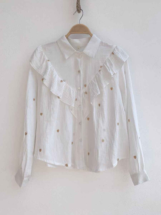 Camisa Corazón Camel Blanca