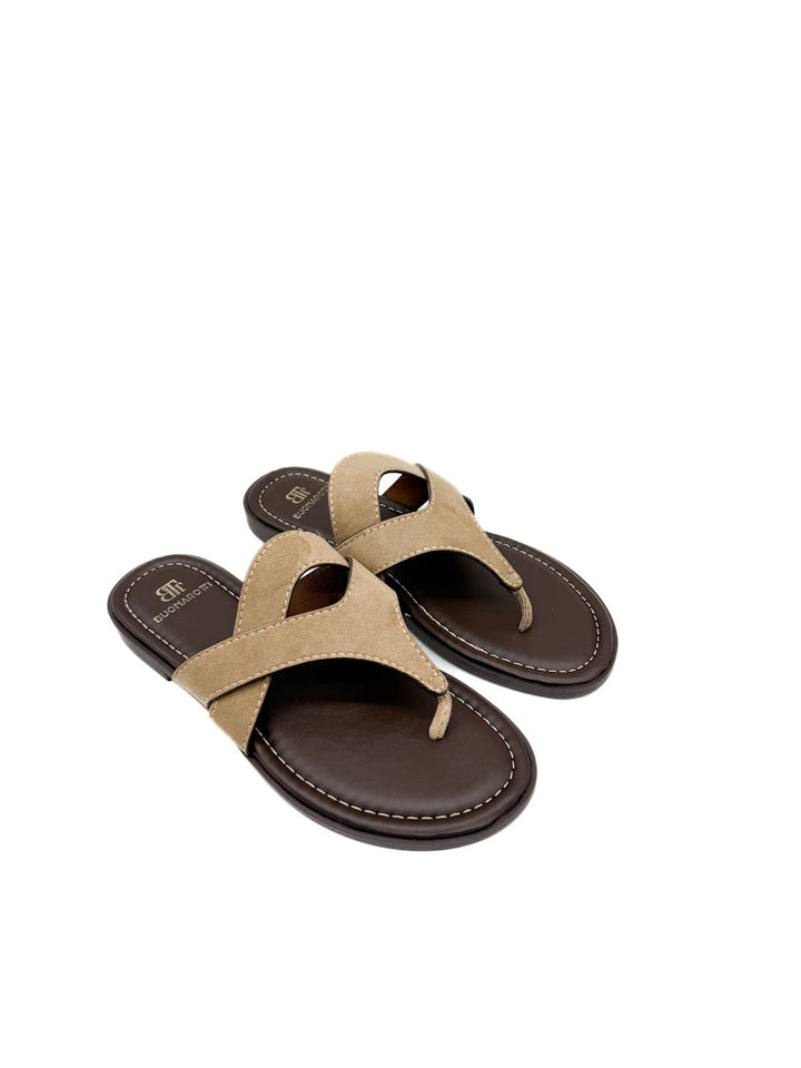Sandalias Casuales de Dedo con Tiras de Ante - Mujer