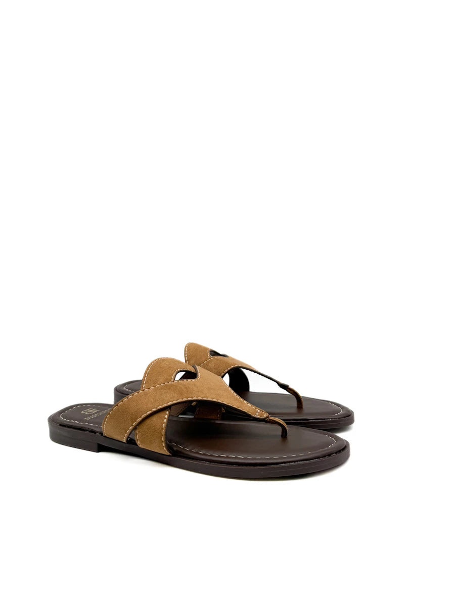 Sandalias Casuales de Dedo con Tiras de Ante - Mujer