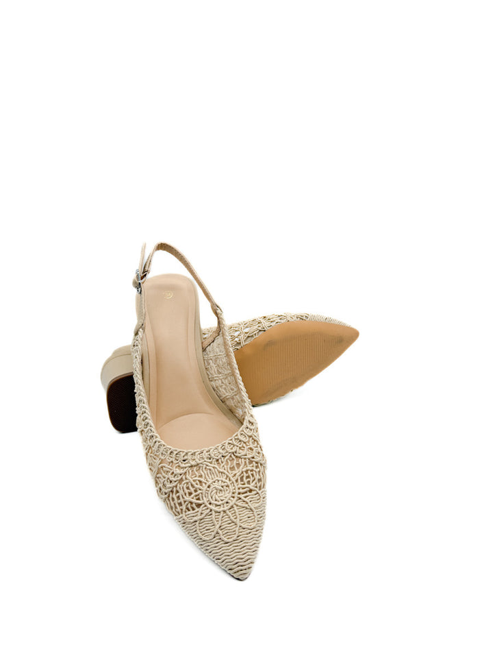 Zapato Destalonado Tejidos Color Beige