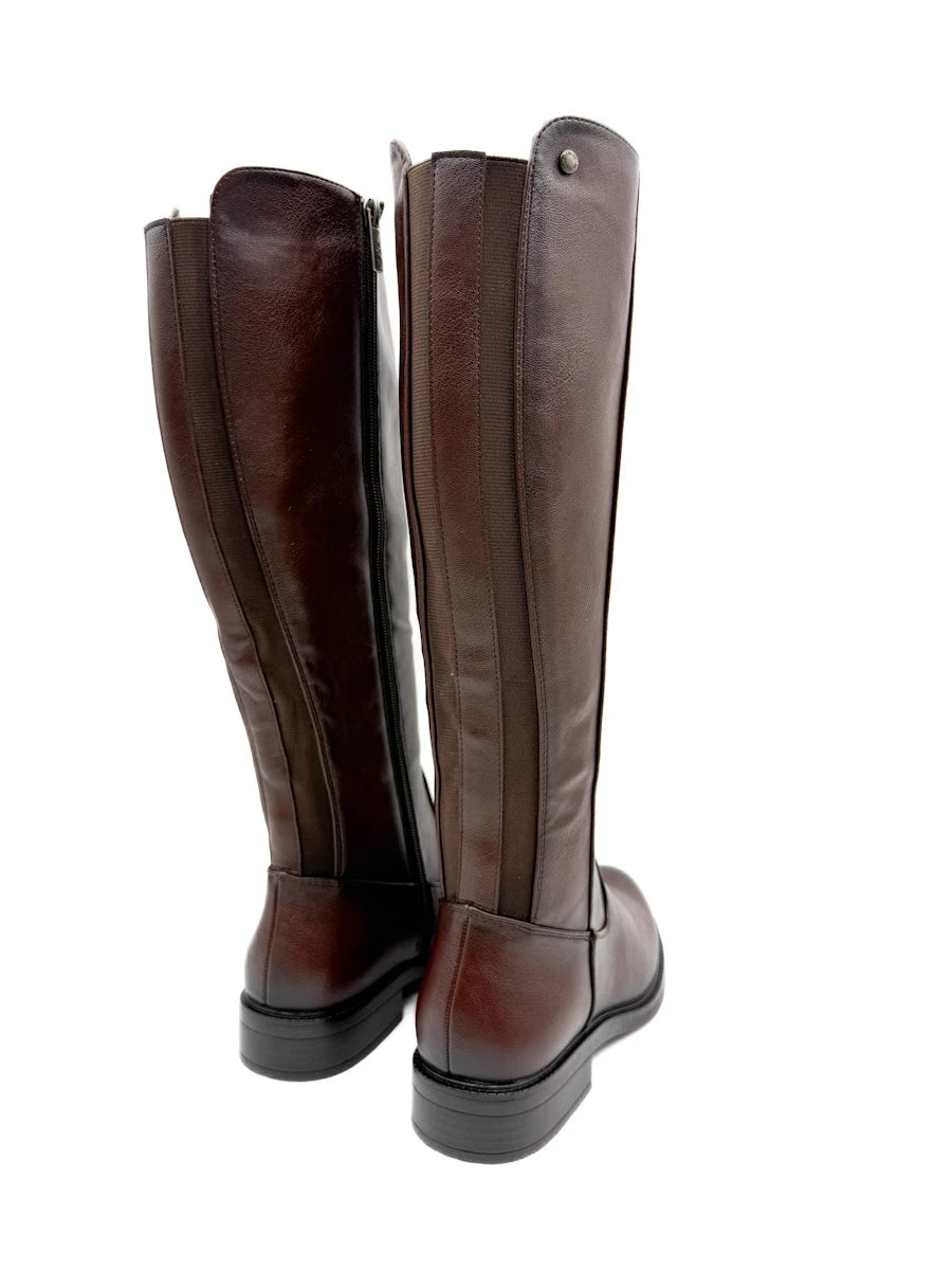 Botas Altas de Caña Elástica con Tacón Bajo y Cremallera