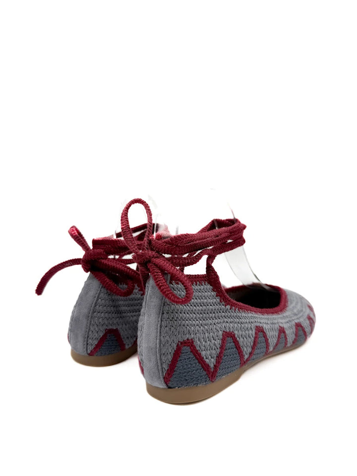 Bailarinas Artesanales de Crochet con Cintas para Tobillo y Diseño Étnico