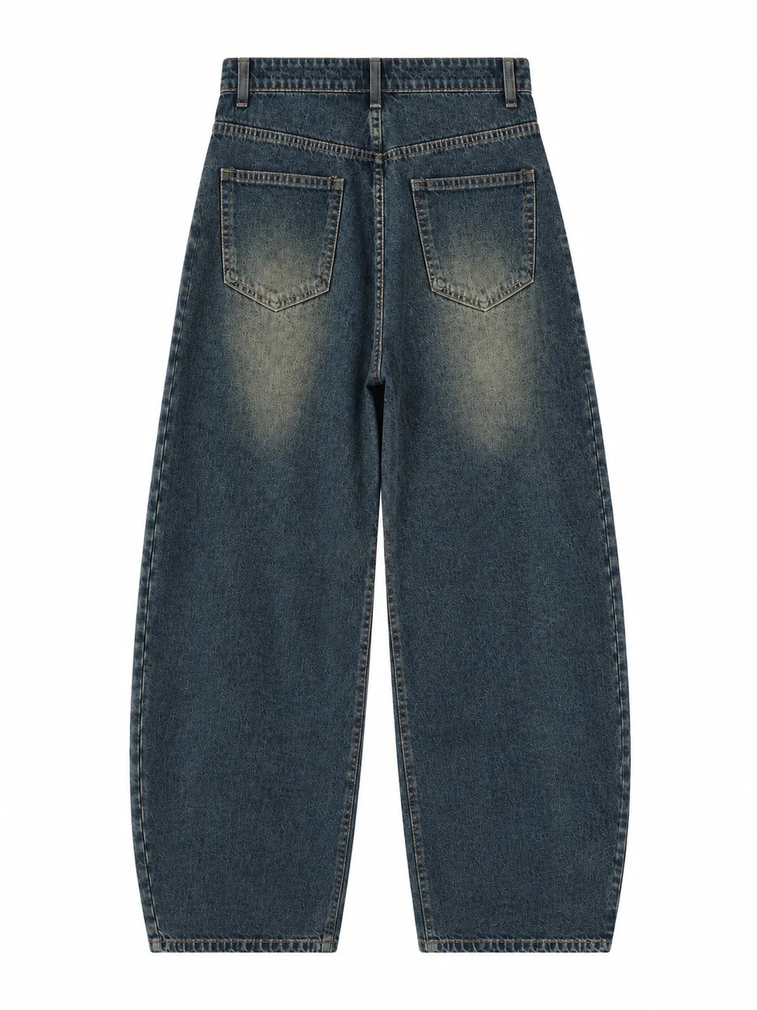 Pantalón Vaquero Azul Vintage de Pierna Ancha con Cintura Asimétrica