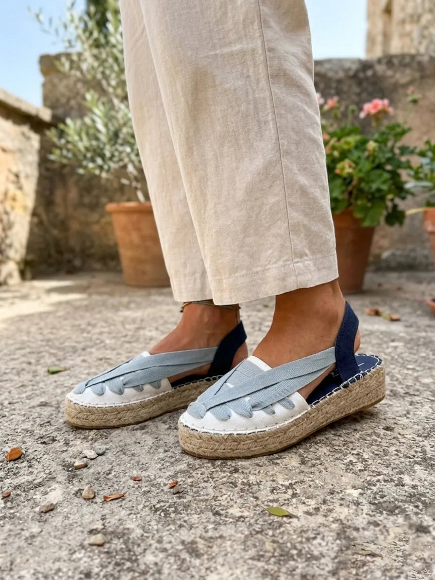 Alpargatas de Plataforma con Cintas Elásticas Intercaladas – Estilo Boho de Verano