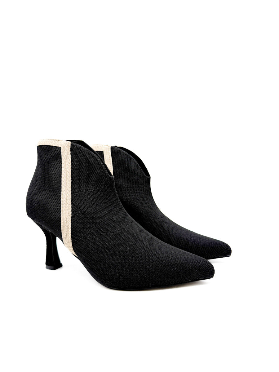 Botines tipo calcetín con Tacón de Aguja y Franja Bicolor.