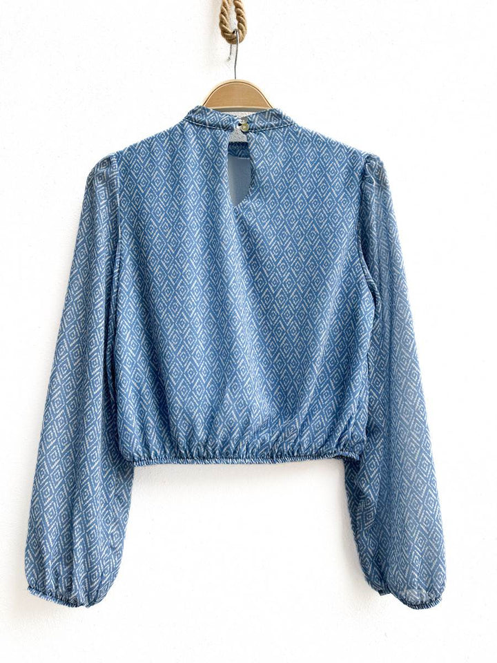 Blusa de Manga Larga con Estampado Geométrico, Disponible en Más Colores y Diseños