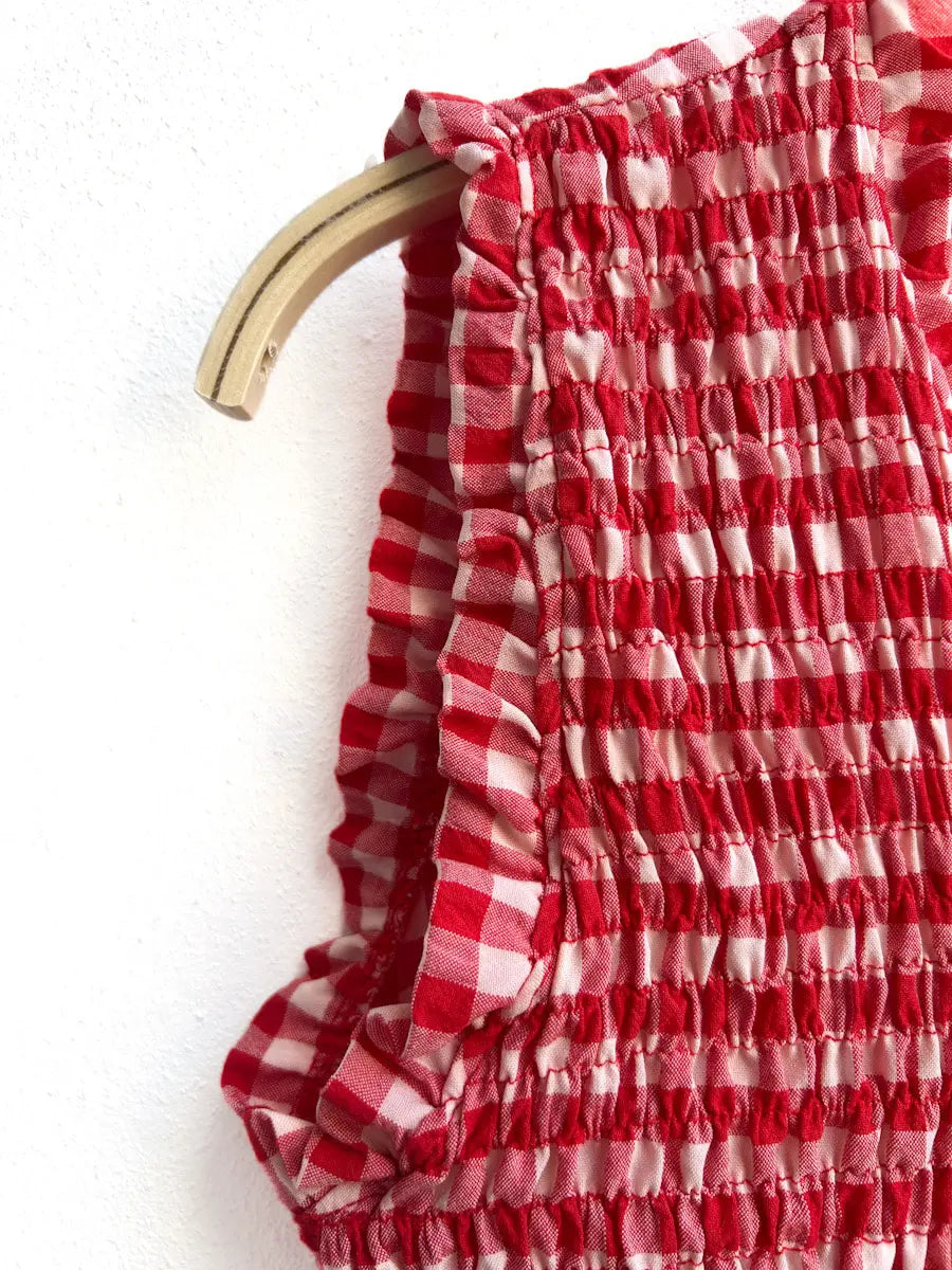 Top Fruncido de Cuadros con Lazo