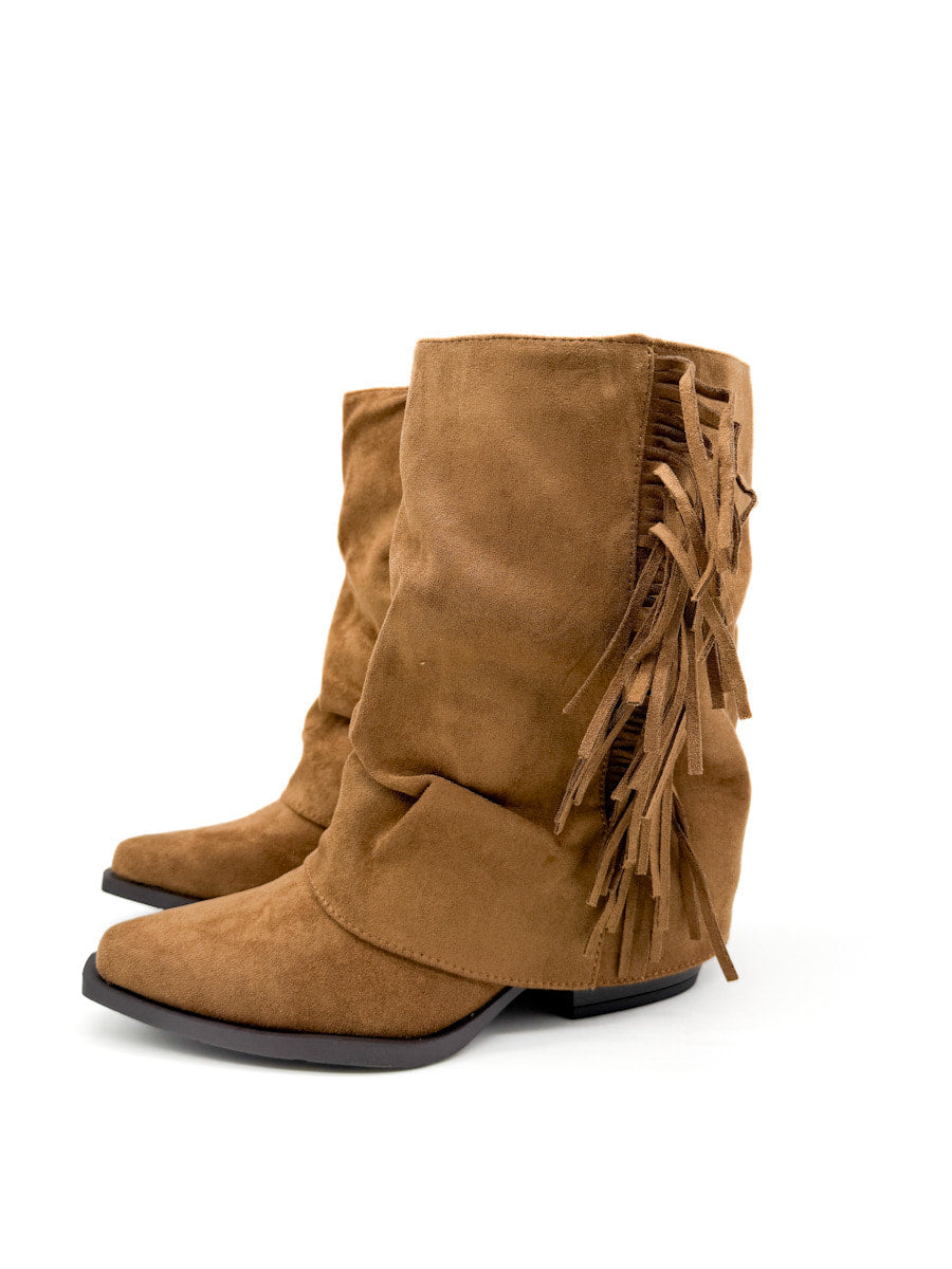 Botines Estilo de Cowboy Detalles Flecos