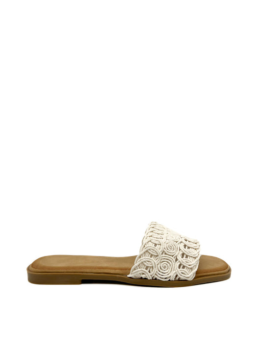 Sandalia Plana Crochet QH05 Beige