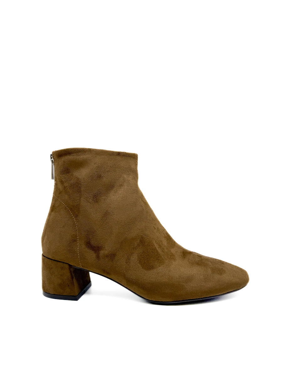 Botines de Antelina con Tacón Ancho y Cremallera Trasera
