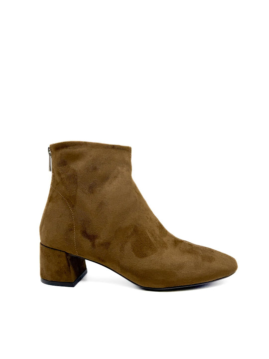 Botines de Antelina con Tacón Ancho y Cremallera Trasera