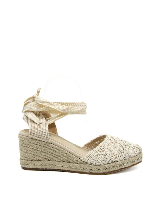 Alpargatas Cuña Crochet Referencia NK036 Beige
