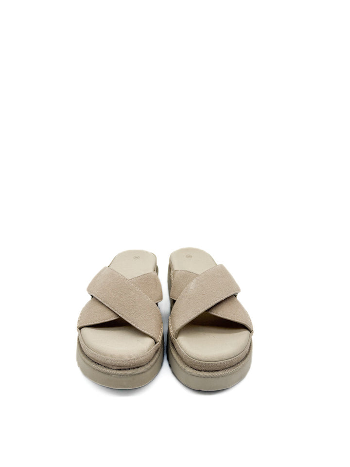 Sandalias de Antelina Tiras Cruzadas con  Velcro