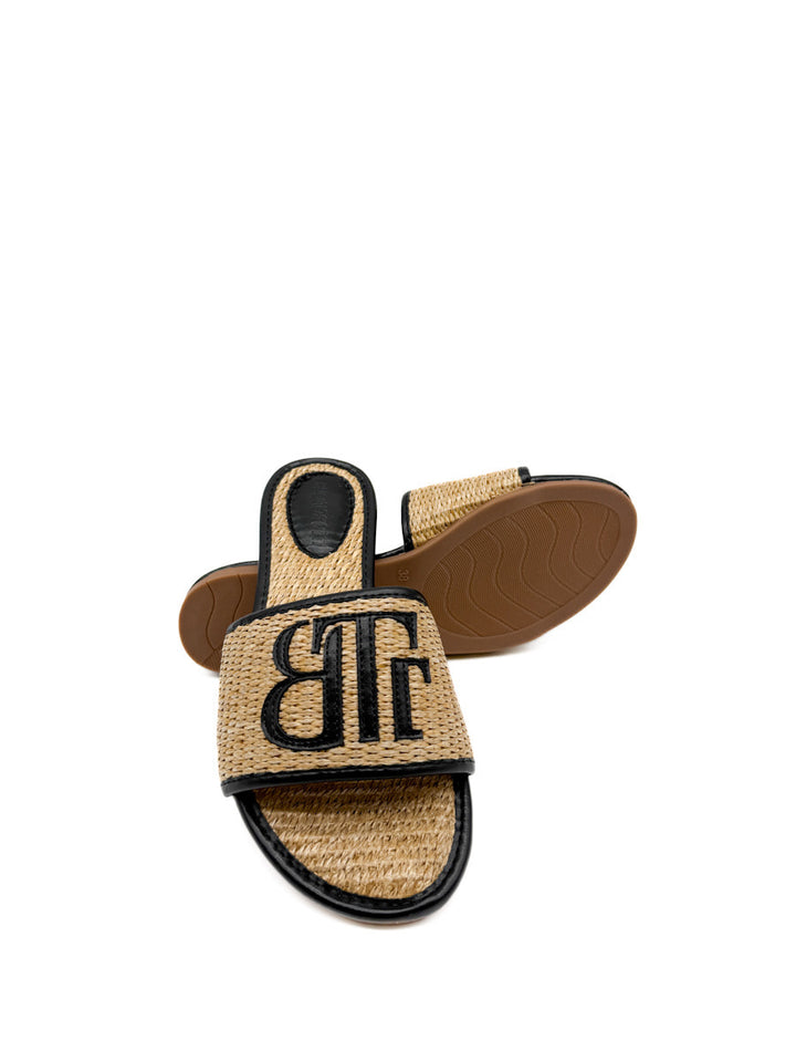 Sandalias Planas de Rafia con Monograma