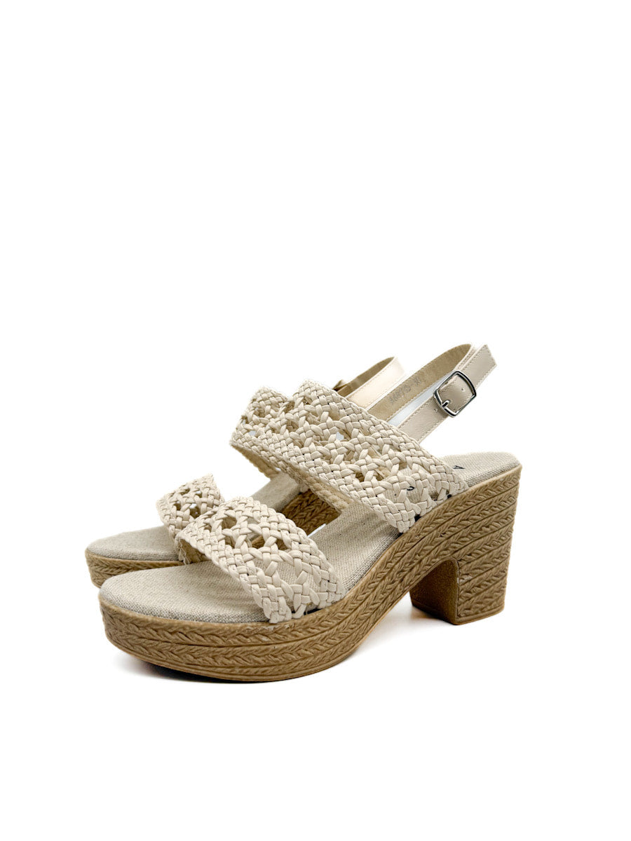 Sandalias de Tacón con Tejido Trenzado  Estilo Artesanal