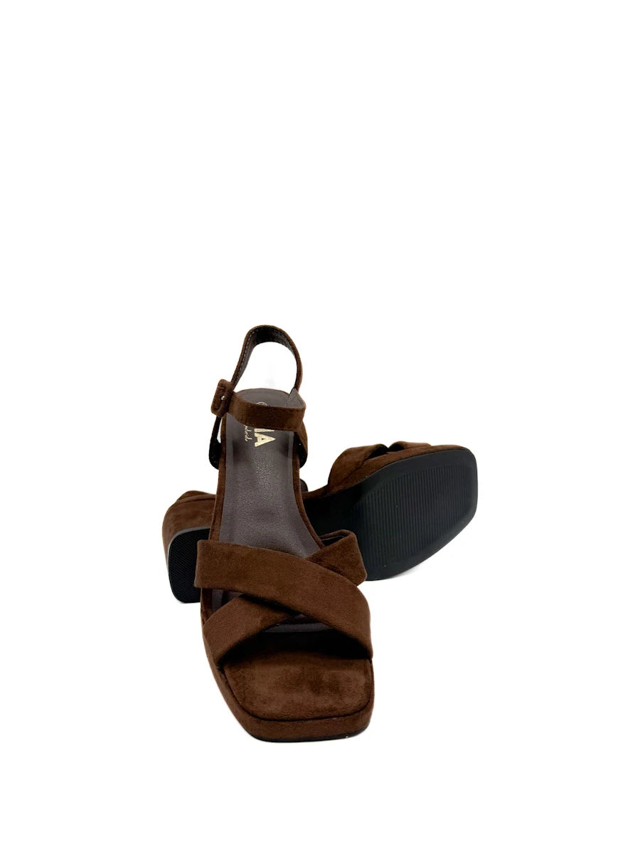 Sandalias de Tacón Ancho con Plataforma y Tiras Cruzadas