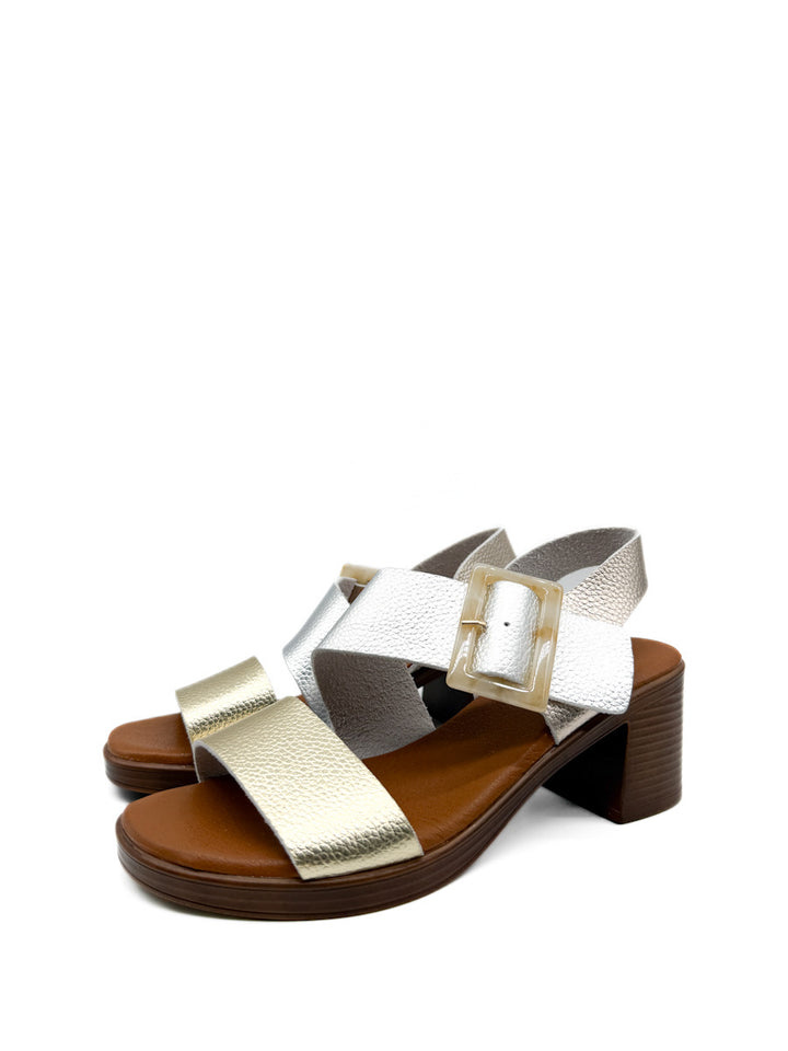 Sandalias Multicolor de Tacón de Bloque para Mujer