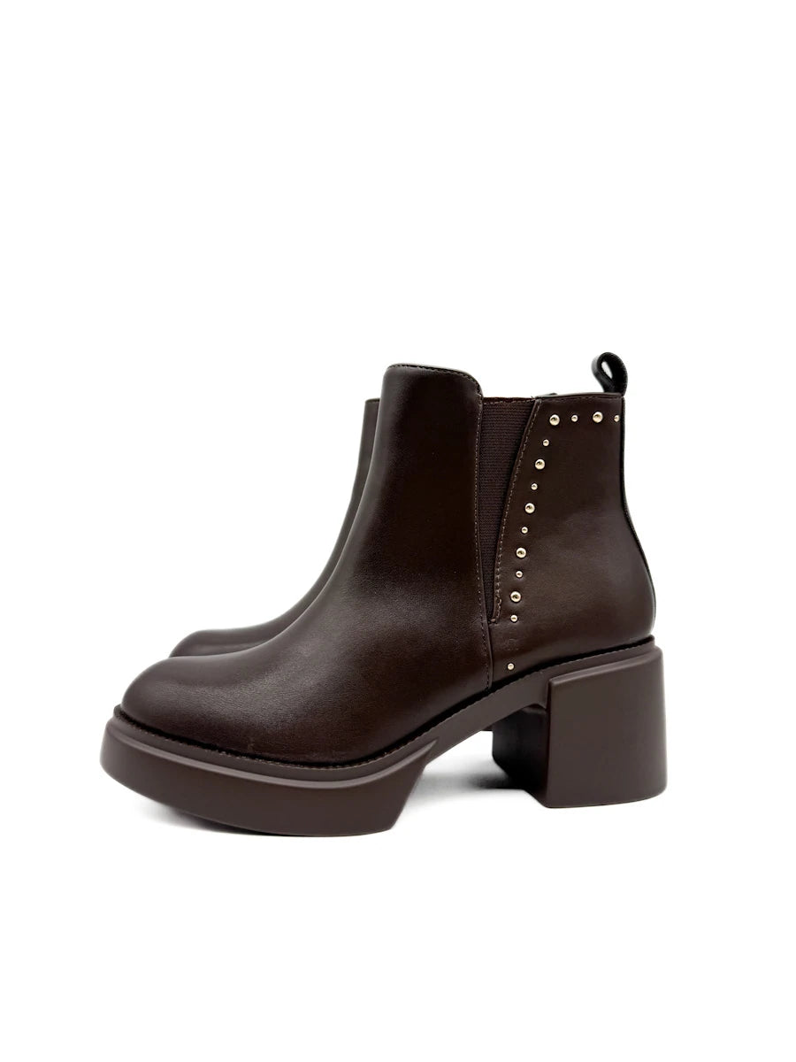 Botines  con Tacón Ancho, Plataforma y Tachuela